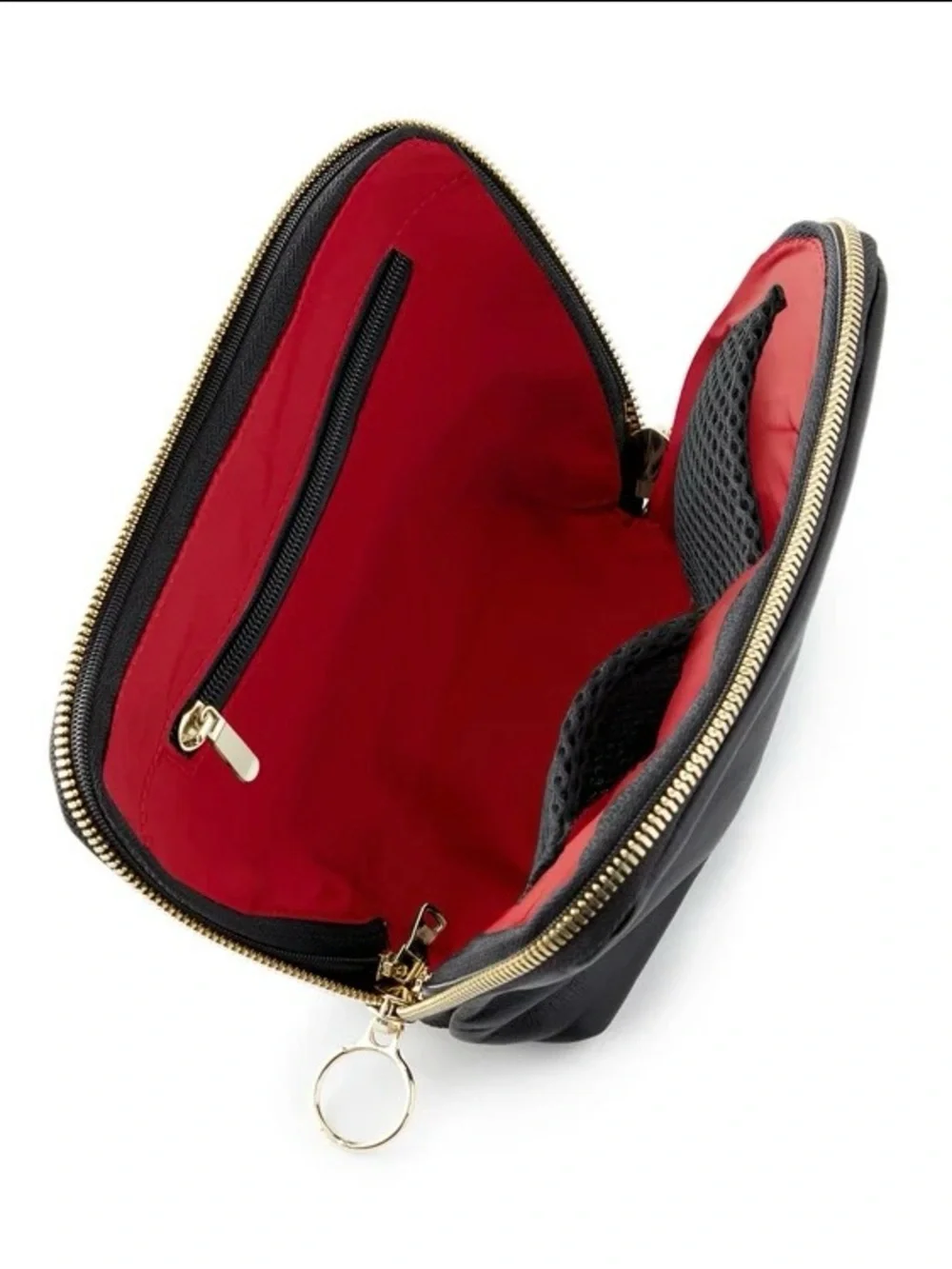 Kusshi Black Leather Everyday Makeup Bag